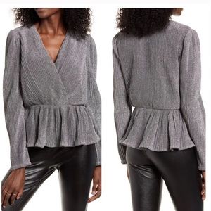 Endless Rose Metallic Wrap Front Blouse